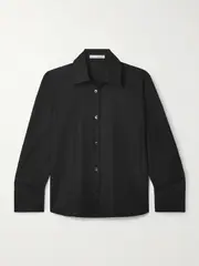 [The Row] The Row - Frou Cotton-blend Poplin Shirt - Black - US14 US 14 Black