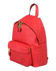 SS17 Moschino Couture Jeremy Scott Red LEATHER Backpack wAll Over Embossed Logo