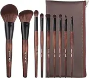 Natural Sable Hair Bamboo Makeup Brush Set Professional with Case by Luxury ENZO KEN, Brown Eye Eyeshadow Brush Set, Contour and Blush Brush Sets, Travel Cosmetic Brushes Set with Bag, Blending Complete Brushes & Kits