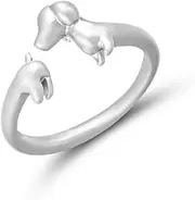 [YZYDF] Unique Dachshund Inspired Rings Adjustable Size Open Rings Jewelry Personality Finger Decoration Retro Fingers Ornament, As Shown, Metal