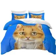 Handsome Ginger Cat over Blue Quilt Cover
