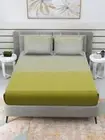 250 TC Satin Cotton Queen Flat Bedsheet, 1 Bedsheet 2 Pillow Covers Olive Green
