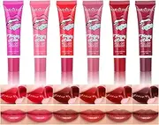 Hinourisha 6PCS Lip Stain Peel Off Lip Tint Stain Set Matte Liquid Tattoo Lipstick Lip Stain Tint Semi-permanent lip gloss Long Lasting Waterproof Non-Stick Cup Lip Gloss for Women Lip Makeup#178