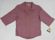 Woolrich Women's Springston Button Up Shirt XS Light Berry Dusty Rose Cotton NWT
