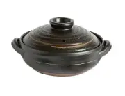 IH Tenmoku Kakiotoshi No. 8 Nabe Pot (Ceramic Coating) [Direct Fire From Japan
