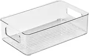 Makeup Organizer Clear Bottom Stripes Desktop Storage Box Skincare Stationary PET Plastic Luxury Design for Students Office Home Desk (クリア)