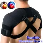 Double Shoulder Brace Adjustable Support Belt Compression Strap Wrap Pain Relief