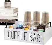 Coffee Station Organizer - Coffee Bar Organizers, Coffee Bar Condiment Organizer | Coffee Pod Holder Wooden Coffee Organizer, Multifunctional Coffee Bar Organizer Tray for Coffee Table