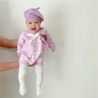 在飛比找ETMall東森購物網優惠-秋冬嬰幼兒甜美格子包屁哈衣背心