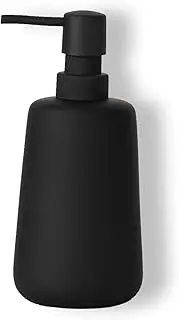 ABBI NIMO Matte Black Ceramic Soap Dispenser, 13 oz Refillable Bathroom or Kitchen Countertop Dispenser with Soft Touch Rubber Coating
