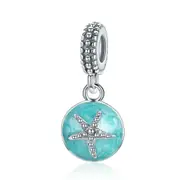 Silver plating Starfish & Sea Green Pendant Charm Fit Bracelet Jewelry