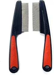 KEAIYYJ- Dandruff Comb Lice Dry Scalp Psoriasis Remover Stainless Steel Fine and Wide Tooth 2 Pack