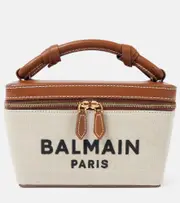 [Balmain] Balmain B-Army leather-trimmed canvas makeup bag One Size beige