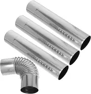 SEWACC 3Pcs Stainless Steel Vent with Elbow Connector Durable Chimney Flue Straight Tubes for Efficient Ventilation of Water
