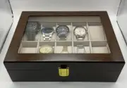 Watch Box Display Case Organizer Glass Rolex Seiko Invicta