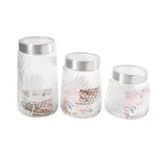 Glass Canister Set of 3 Pcs 10*12.5/10*16/10*20.5 cm