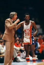 Robert Hawkins New Jersey Nets talks with head coach Kevin Loughte- Old Photo