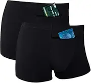 [H&R] Men's Pocket Underwear with A Secret Front Stash Pocket Panties, 2 Packs (Black)