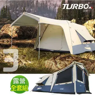 【TURBO TENT】(全套)Turbo Lite 300三代一房一廳八人帳篷+三合一配件【第三代全遮光】