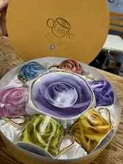 Classic Coffee & Tea Espresso Set Of 6 Multi Colored Roses Cup & Saucers NIB