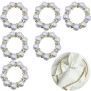 6 PCS Pearl Napkin Rings Stretched Beaded Table Napkin Holder for Gold