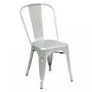 NEW! MODERN STEEL STACKABLE DINING CHAIR-RETRO TOLIX-STYLE SEAT-CASSANDRA SILVER