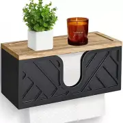 Paper Towel Dispenser Wall Mount, Wood Paper Towel Holder Wall Mount with Lid...