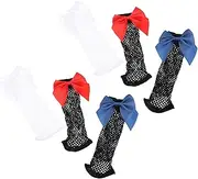 [OATIPHO] Elegant Bowknot Fishnet Socks 3 Sets of Fashionable Net Socks for Girls White Lace Nylon