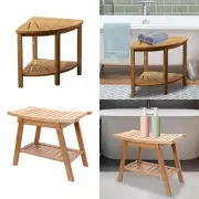 Shower Stool, Shower Bench, with Shelf, Bathroom Corner Seat, Bath Chair for