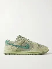 [Nike] Nike - Dunk Low Brushed-suede Sneakers - Green - US5 US5 Green