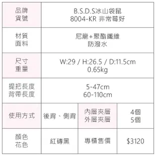 【冰山袋鼠】非常莓好 - 織帶拼接多層三用後背包 - 紅磚黑(8004-KR)