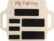 My First Day of School Sign - Preschool Back to School Chalkboard, School Sign Photo Prop, Reusable Wooden Memory Photo Board with Handle