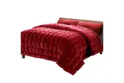 Queen Size Bedding Faux Mink Quilt Comforter Throw Blanket Winter Burgundy