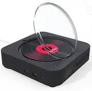 CD Player with Remote Control Built FM Bluetooth,CD Player with Built-in Speakers,Wall CD Player for Home, Mini DVD Player for Car and Outdoors,Black