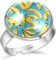 [FVQL] Ring for Women Girls, banana pattern, 1.7cm/0.67inch, Glass, glass