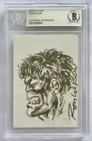RON WILSON SIGNED & SKETCH INCREDIBLE HULK BECKETT AUTHENTIC AUTO & ART CARD