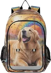[AIXIWAWA] Fantasy Labrador Kid's Travel Backpacks for Boys Girls，Large Capacity Student School Bag with Breathable Mesh Reflective Strip for Age 6 Above, Multicolor, 12.9×6.7×17.7 Inches, Daypack