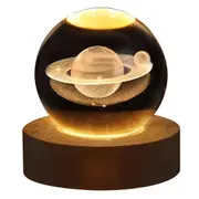 Saturn Night Light Glowing 3D Engraved Crystal Ball