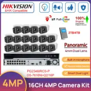 Hikvision 16CH POE 4K NVR 4MP Dual Light ColorVu+IR Panoramic Camera System Kit
