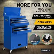 7 Drawer Tool Box Cabinet Chest Trolley Toolbox Garage Workshop Storage Blue