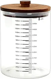 LKLKO Sour Dough Starter Jars Set 1500ml 50oz Sourdough Starter Jar Large Capacity Glass Containers with Wooden Cover and Silicone Scraper Sourdough Jar(Set 1)