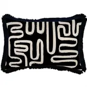 Cushion Cover-Coastal Fringe Black-Maze Black-35cm x 50cm