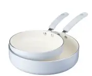 Crofton Set Of 2 Non-stick Frying Pans 8" & 10" Light Blue Soft Grip New