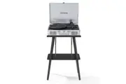 Crosley Cruiser Bluetooth Portable Turntable - Silver + Crosley Entertainment Stand Bundle