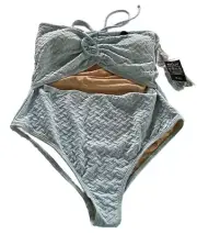 Cotton On One Piece Wear 4 Ways Ladies Bathers Swim Suit Size L Blue Lined BNWT