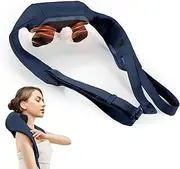 [CareTech] Shoulder and Neck Massager with Heat for Pain Relief Deep Tissue 6 Massage Hands 3D Electric Shiatsu Back Massager Portable Cordless Kneading Massage Pillow for Relaxing Gift Navy Black