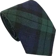 [Great British Tie Club] Men's Black Watch Tartan Scottish Plaid Neck Tie, Bottle Green, Navy Blue, Black