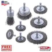 Wire Brush Wheel Cup Brush Set 8 Piece Wire Brush For Drill 1/4 Inch Hex Shank