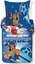 Jay Franco Nickelodeon Paw Patrol 100% Cotton Single Duvet Cover Set - Chase Blue Bedding Includes Pillowcase 80 x 80 cm