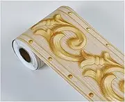 2 Rolls Yellow Wallpaper Border Self Adhesive Ceiling Border Kitchen Embossed Waist Stickers Bathroom Border Tiles Stickers Border PVC